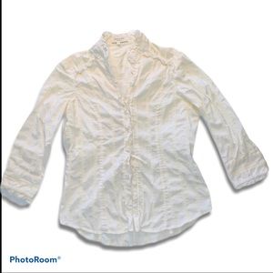 NEW ERA TEEN NET button up white ruffle shirt top